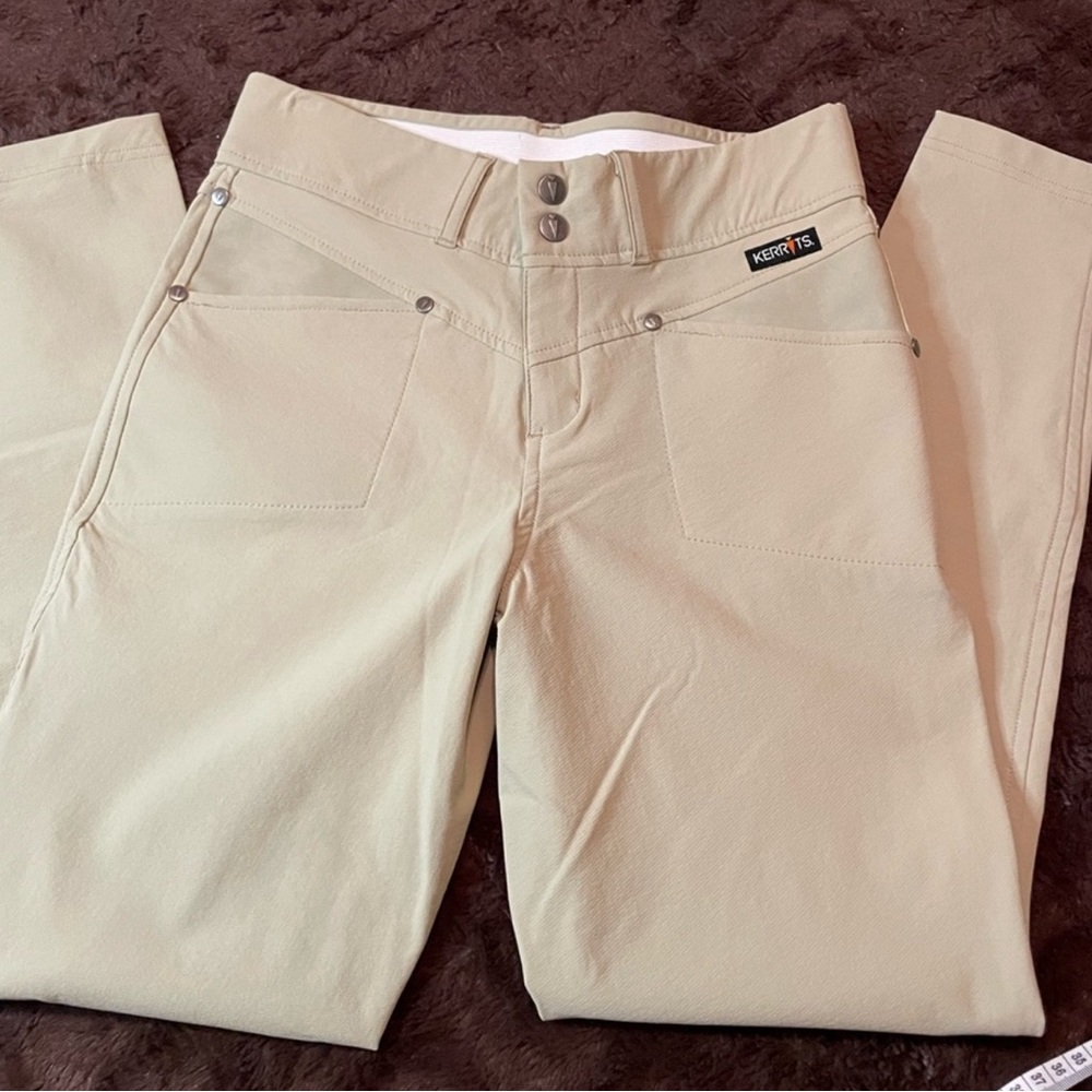 Kerrit’s Crossover Knee Patch Breeches power stretch Tan Small